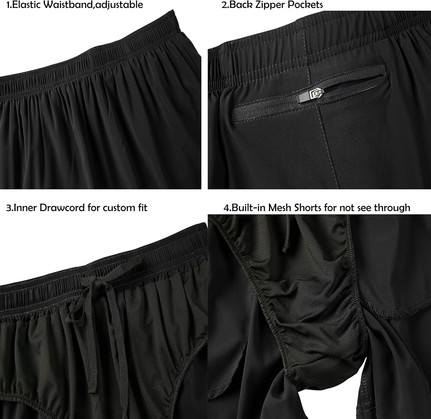 Men'S Running Workout Shorts Summer Quick Dry Lightweight Athletic Sports Training Shorts with Zipper Pocket