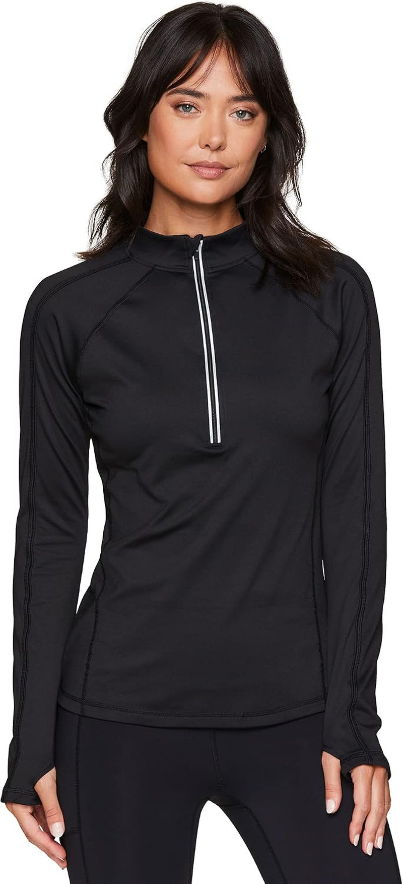 Active Women'S Lightweight Mock Neck Fleece Lined Zip up Pullover Athletic Running Shirt