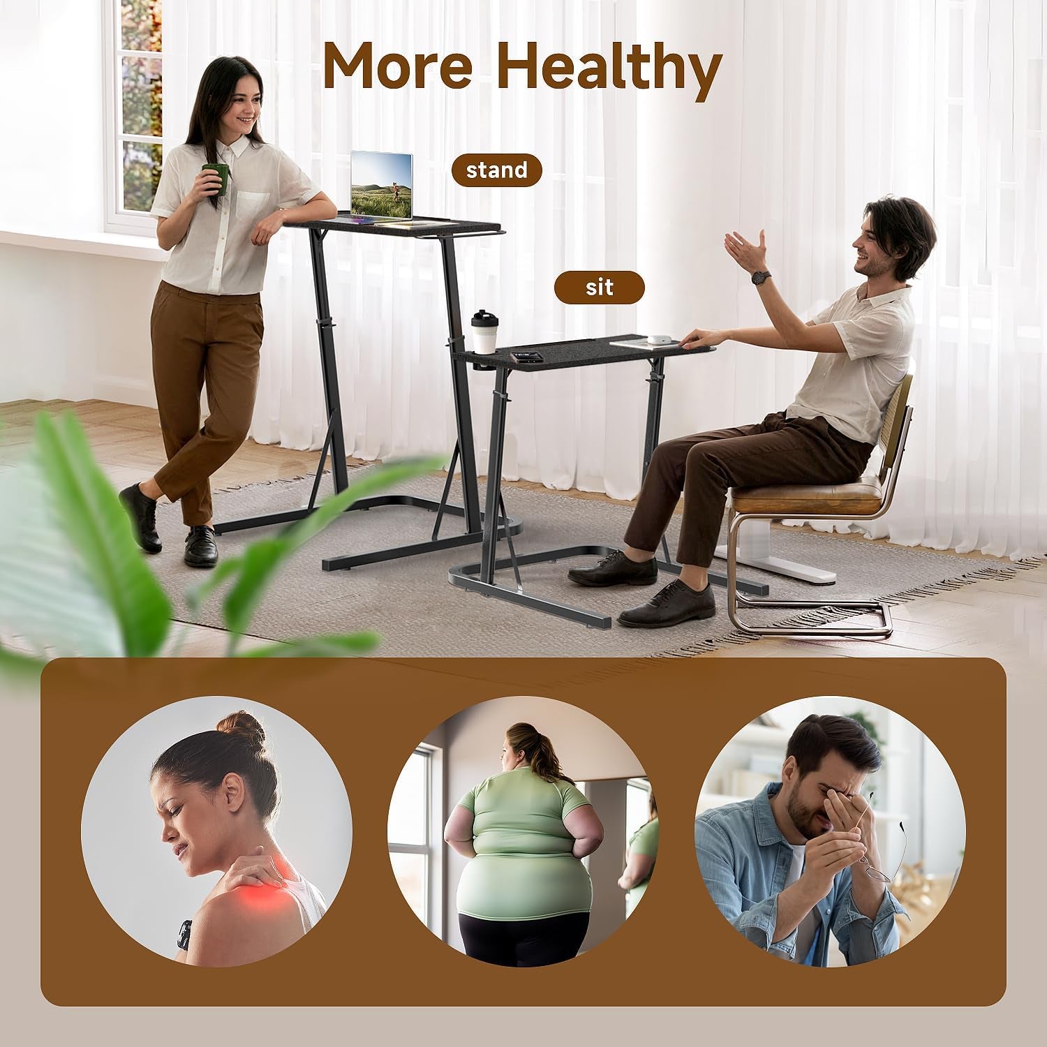 Adjustable Standing Desk for Walking Pad Treadmill, Desk for Bike/Cycling, Stand Table for Treadmill Walking Pad, Bike/Walking Pad/Treadmill Trainer Desk Stand, Attachment, Bar for Walking Pad