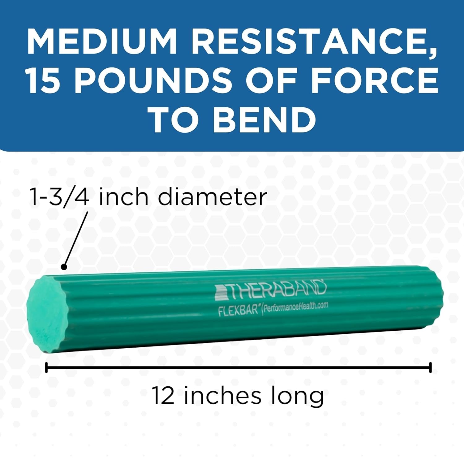 Flexbar Resistance Bar, Medium, Green Flex Therapy Bar for Physical Therapy, Wrist & Forearm Exercise Equipment, Non Slip Grip, Compact Design